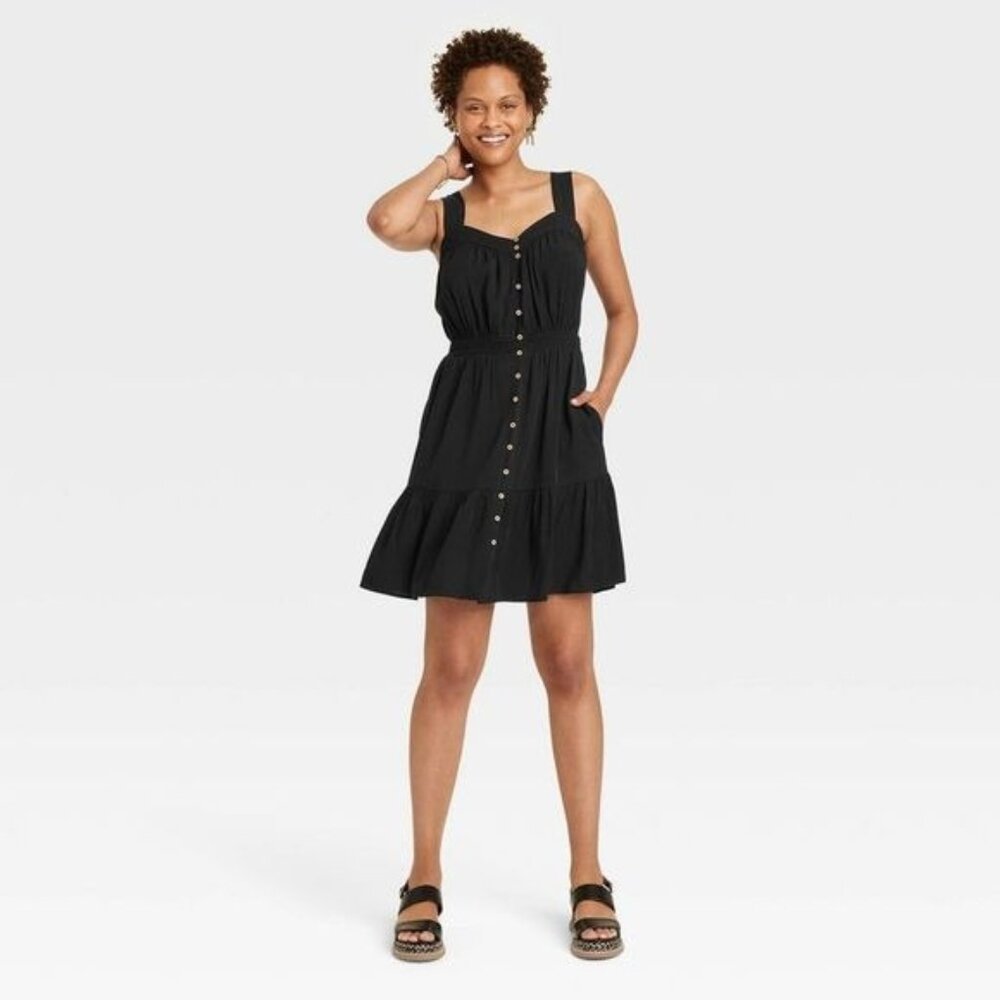 NEW Knox Rose Women's Sleeveless Button Front Dress - Black - Size XXL